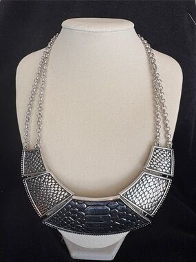 Textured Silver-Tone Statement Necklace - Women Jewelry